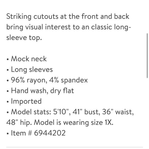 Halogen Cutout Long Sleeve Top Long Sleeve Brown Seal 4X - Picture 7 of 9